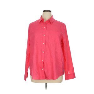 GAP Linen-Blend Easy Shirt Small Coral Pink Button Down